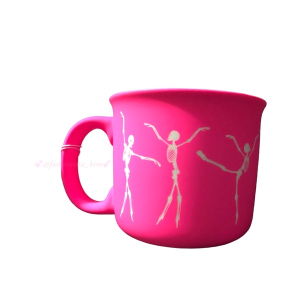 Dance like no one’s watching dancing skeleton ballerina pink Halloween mug - Picture 5 of 6